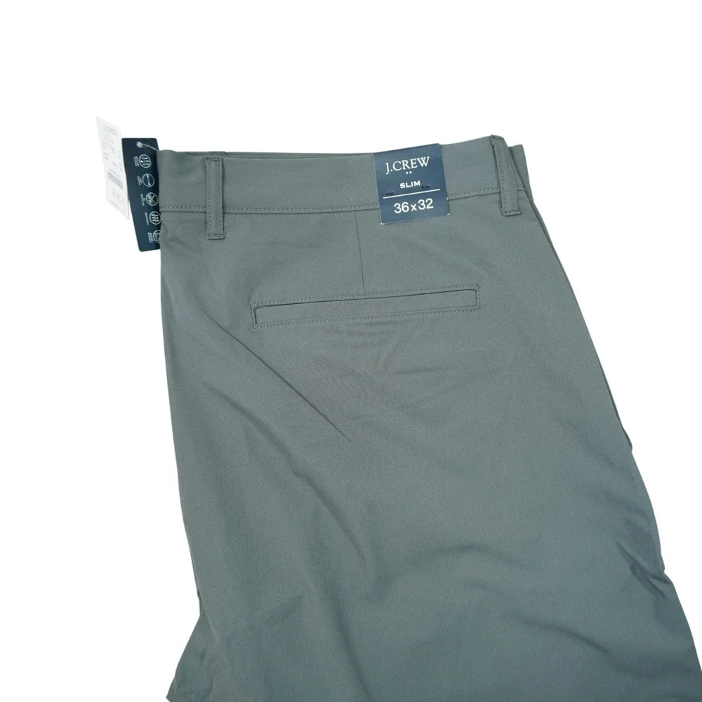 J. Crew Flex Slim Fit Tech Chino Pants Mens 36x32 Grey Green NWT Business Casual